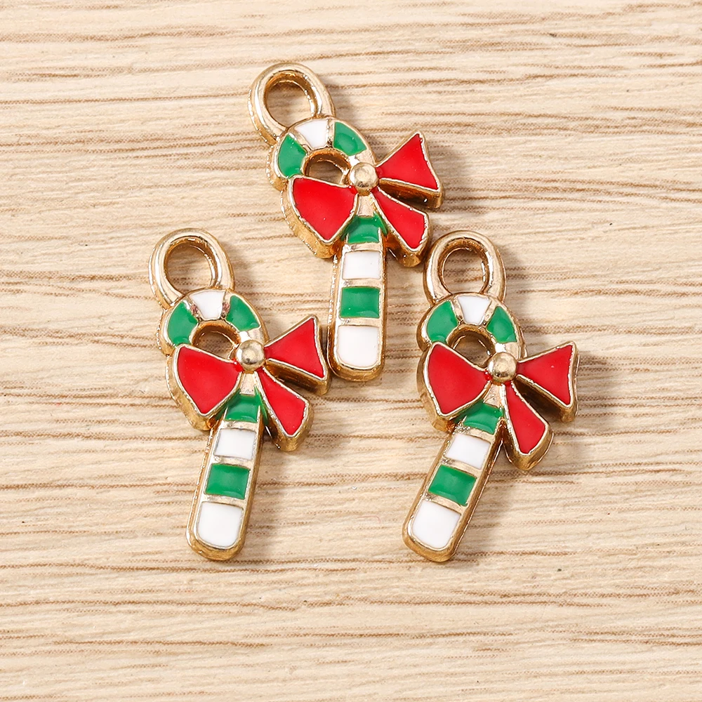 Tusember 10pcs Enamel Christmas Gingerbread House Charms for Christmas Necklaces Earrings Bracelets Pendant Craft