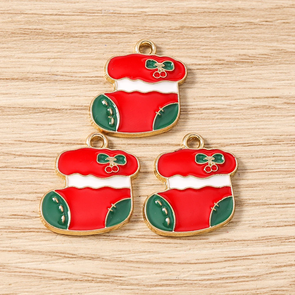 Tusember 10pcs Enamel Christmas Gingerbread House Charms for Christmas Necklaces Earrings Bracelets Pendant Craft
