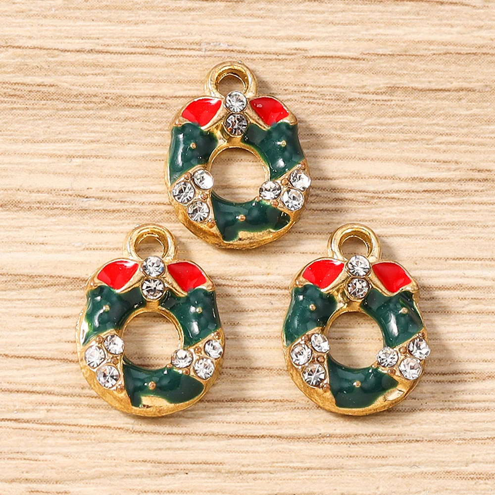 Tusember 10pcs Enamel Christmas Gingerbread House Charms for Christmas Necklaces Earrings Bracelets Pendant Craft