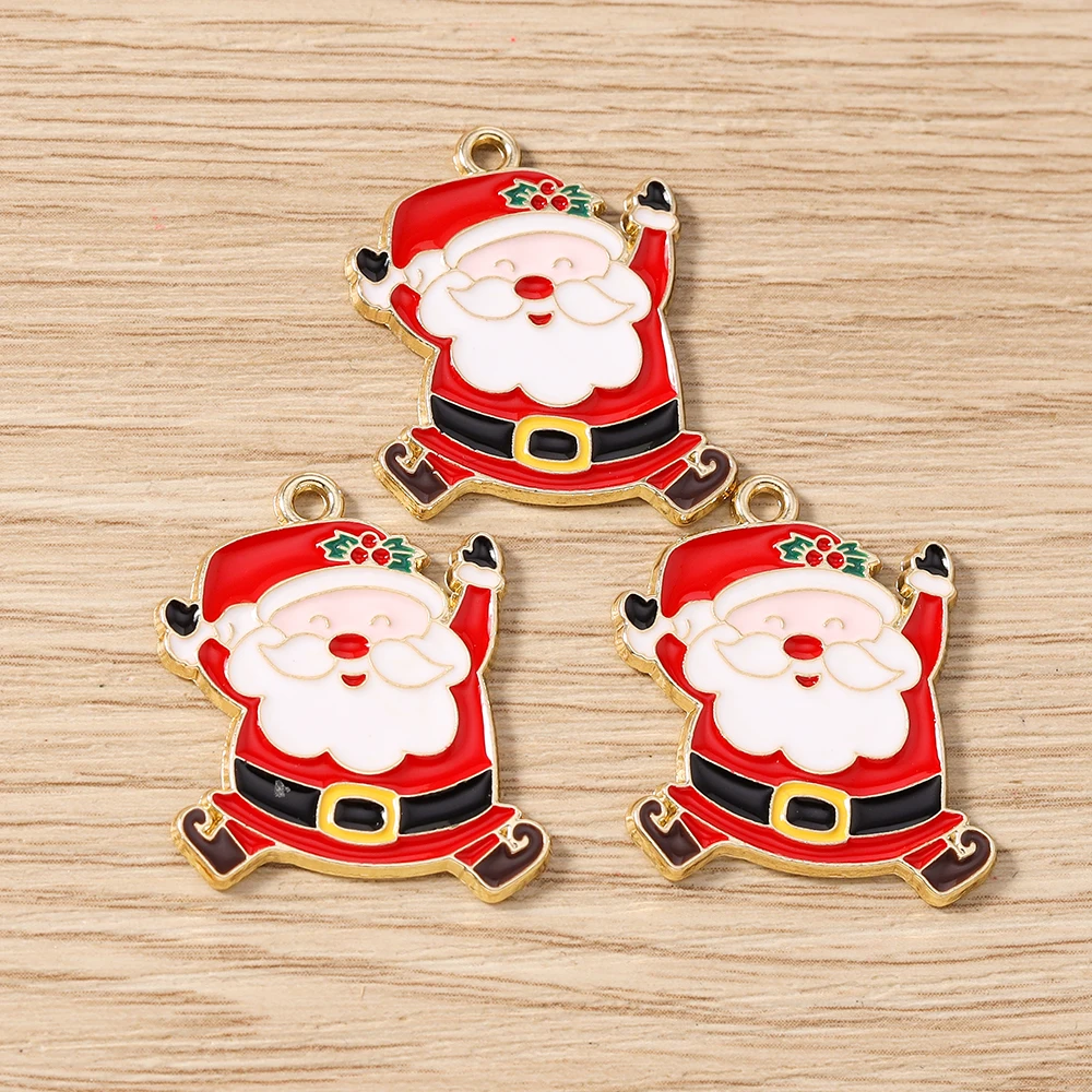 Tusember 10pcs Enamel Christmas Gingerbread House Charms for Christmas Necklaces Earrings Bracelets Pendant Craft