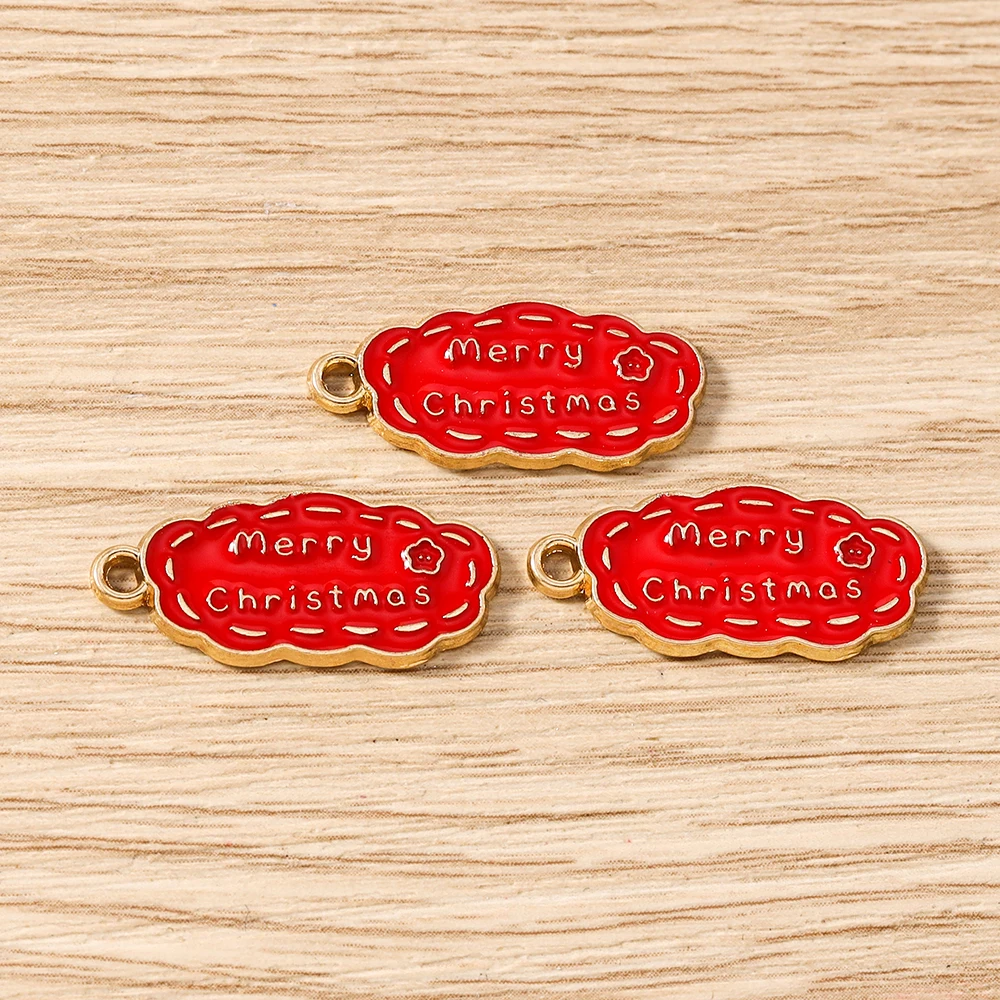 Tusember 10pcs Enamel Christmas Gingerbread House Charms for Christmas Necklaces Earrings Bracelets Pendant Craft