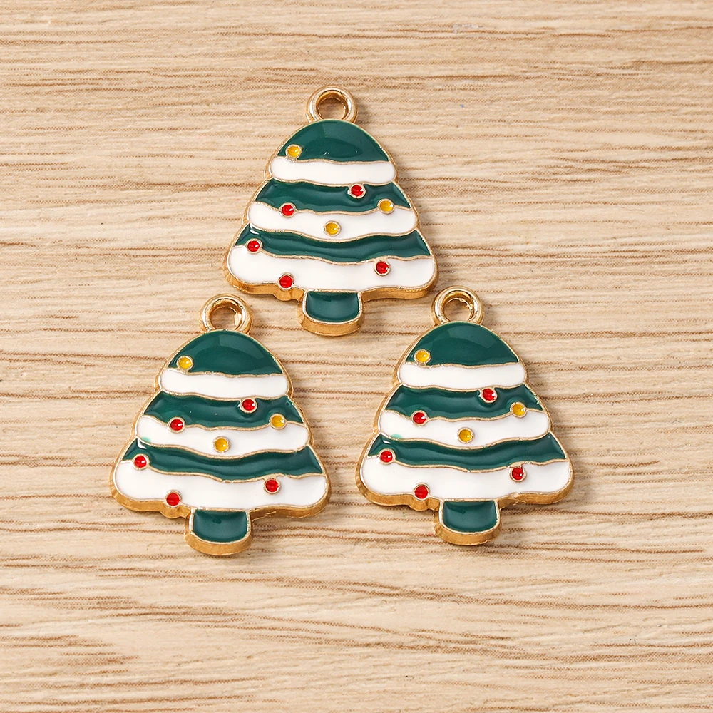Tusember 10pcs Enamel Christmas Gingerbread House Charms for Christmas Necklaces Earrings Bracelets Pendant Craft