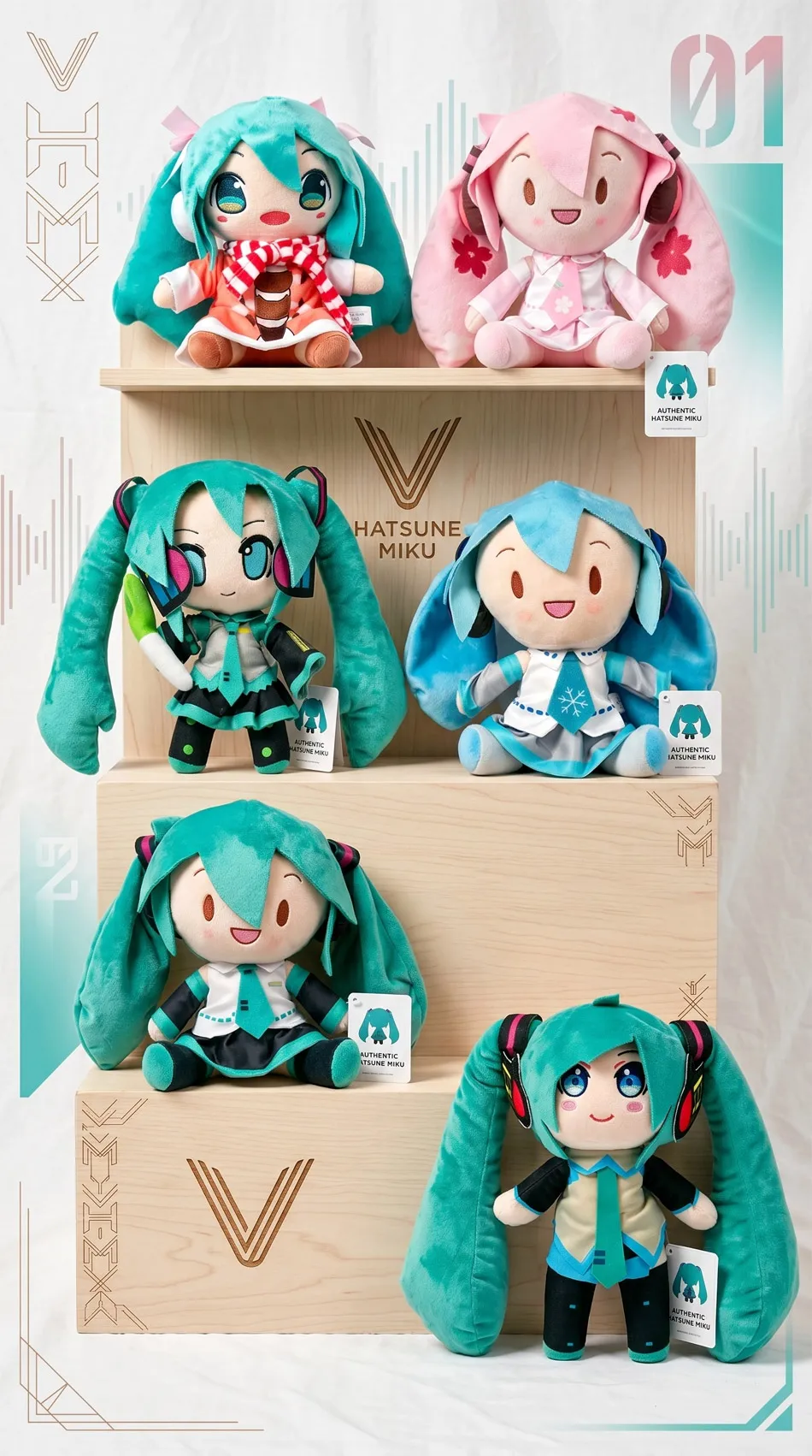 2026 Cartoon Hatsune Miku Plush Doll Toy Anime sakura Miku snow Miku Character Kawaii Sitting posture Fufu Kids Christmas Gift
