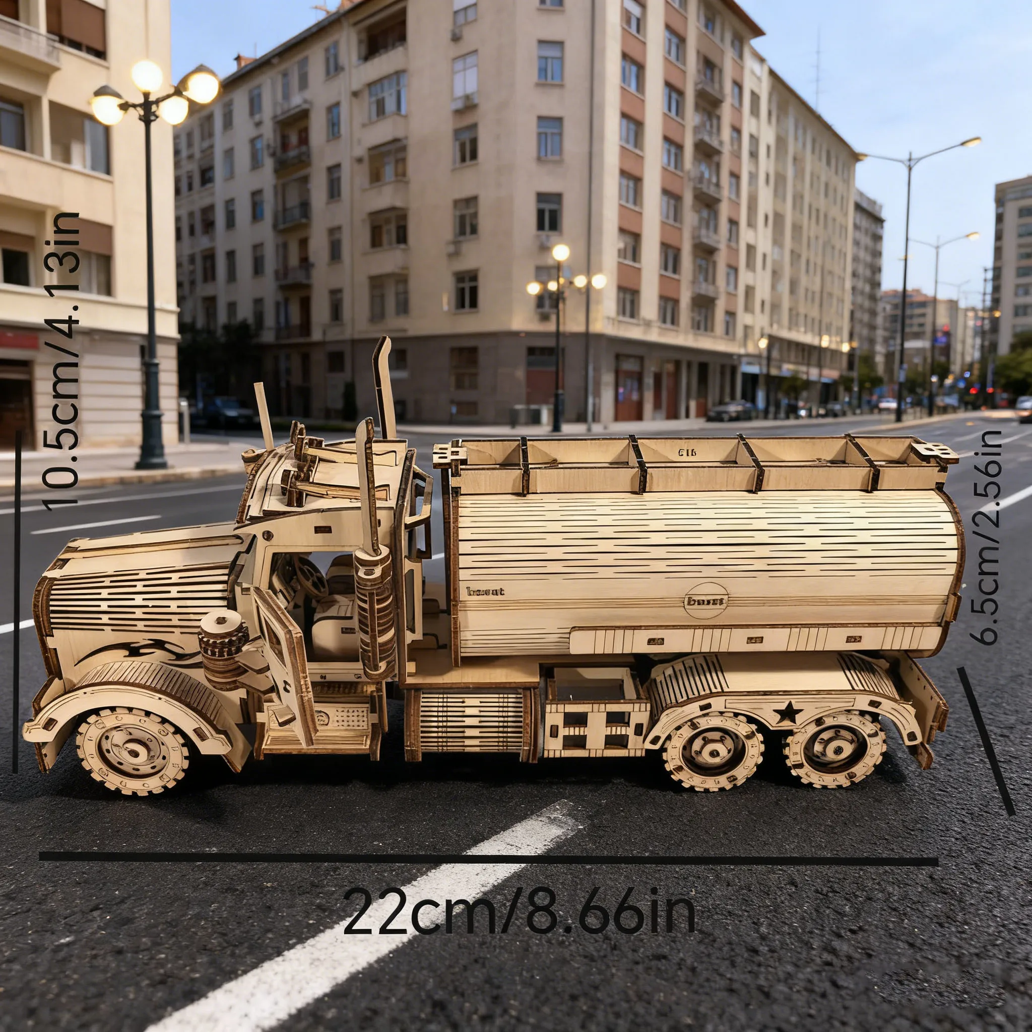 Wooden Mini Oil Tanker Model Toy Puzzle DIY Wooden 3D Puzzle Truck Assembly Educational Birthday Gift Christmas Present