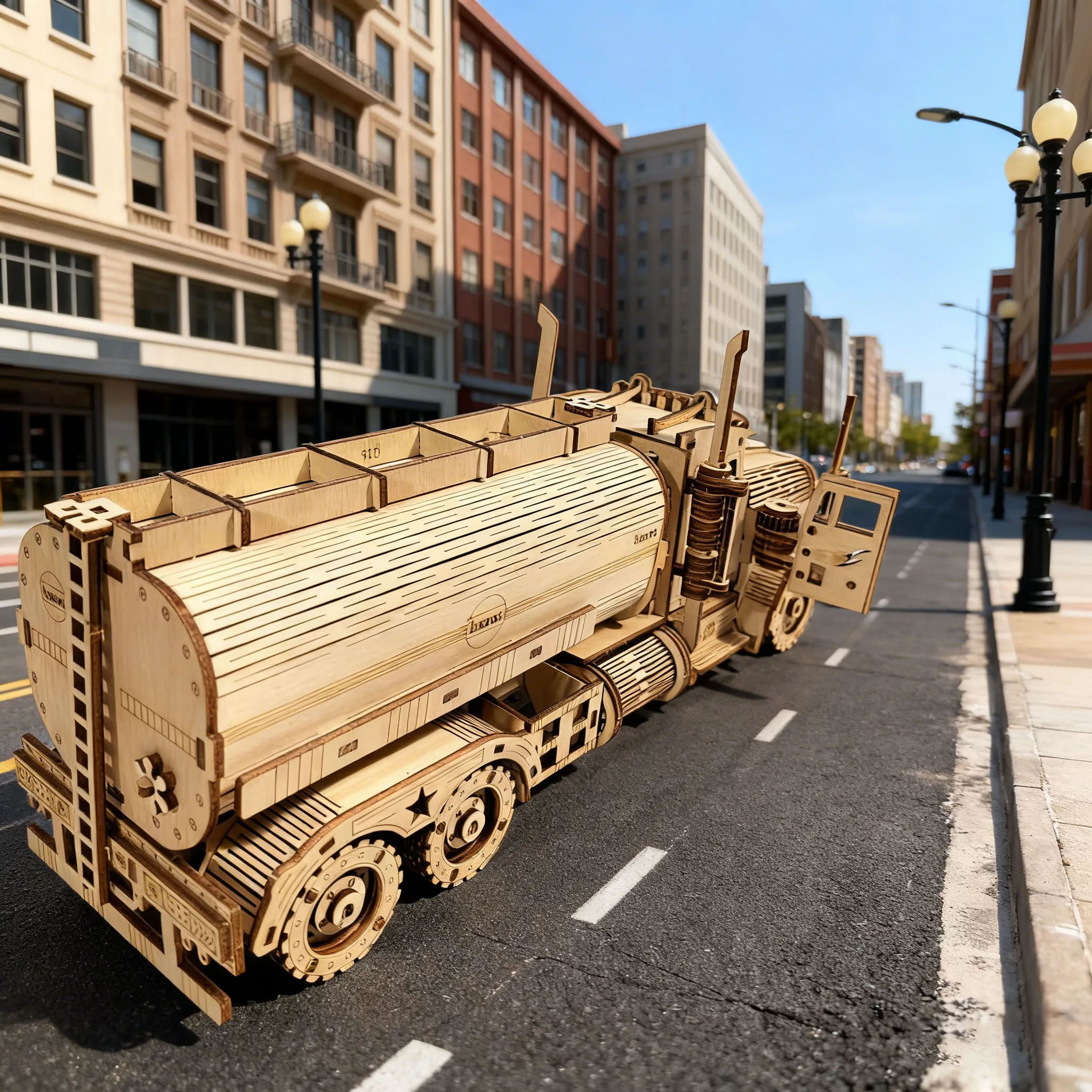 Wooden Mini Oil Tanker Model Toy Puzzle DIY Wooden 3D Puzzle Truck Assembly Educational Birthday Gift Christmas Present