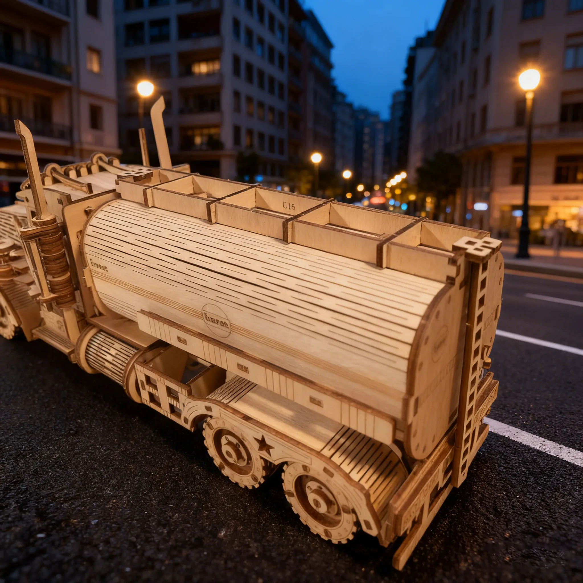 Wooden Mini Oil Tanker Model Toy Puzzle DIY Wooden 3D Puzzle Truck Assembly Educational Birthday Gift Christmas Present