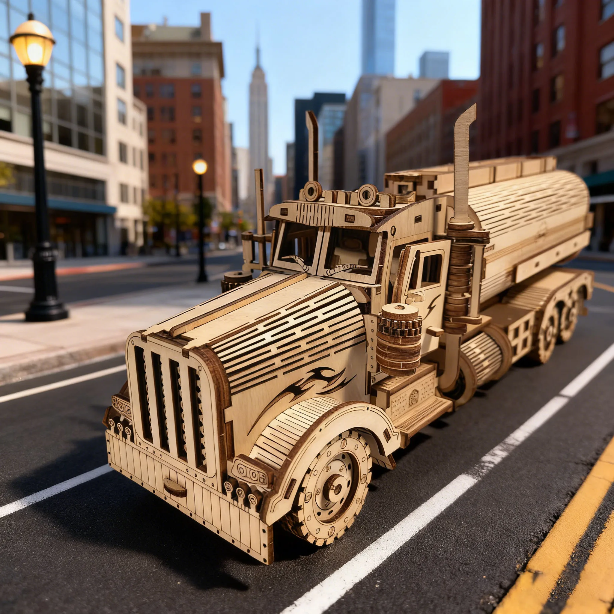 Wooden Mini Oil Tanker Model Toy Puzzle DIY Wooden 3D Puzzle Truck Assembly Educational Birthday Gift Christmas Present