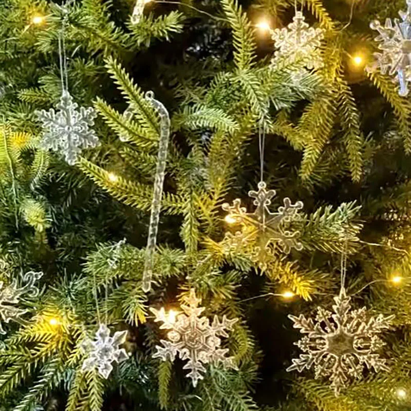 5pcs Christmas Home Decorations Crystal Acrylic Ornaments Snowflake Elk Xmas Tree Hanging Pendants Navidad 2026 New Year Gift