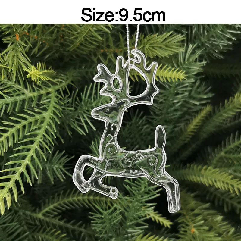 5pcs Christmas Home Decorations Crystal Acrylic Ornaments Snowflake Elk Xmas Tree Hanging Pendants Navidad 2026 New Year Gift