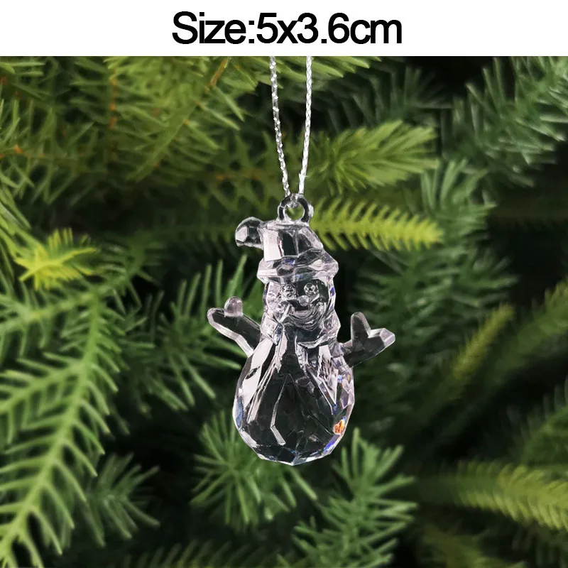 5pcs Christmas Home Decorations Crystal Acrylic Ornaments Snowflake Elk Xmas Tree Hanging Pendants Navidad 2026 New Year Gift