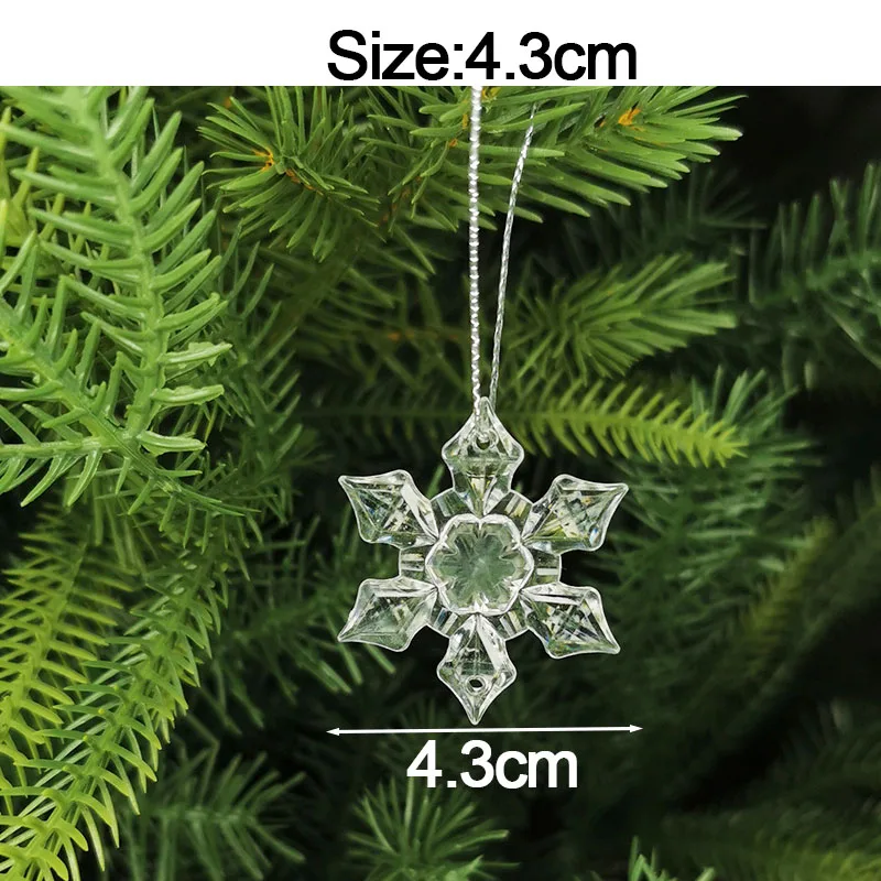 5pcs Christmas Home Decorations Crystal Acrylic Ornaments Snowflake Elk Xmas Tree Hanging Pendants Navidad 2026 New Year Gift
