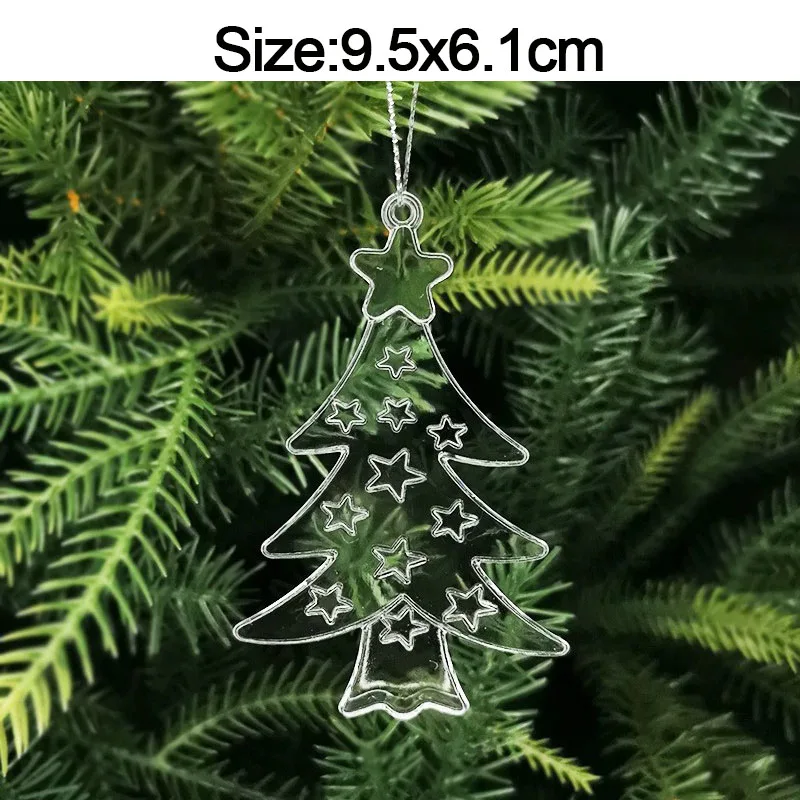 5pcs Christmas Home Decorations Crystal Acrylic Ornaments Snowflake Elk Xmas Tree Hanging Pendants Navidad 2026 New Year Gift