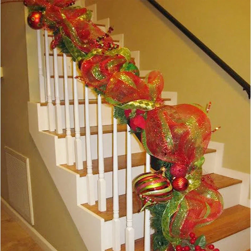 Christmas Tree Decorations Ribbon Mesh Ribbon for Wreath Bow Garland 2025 Christmas Decor Home Decor Gifts Navidad New Year 2026