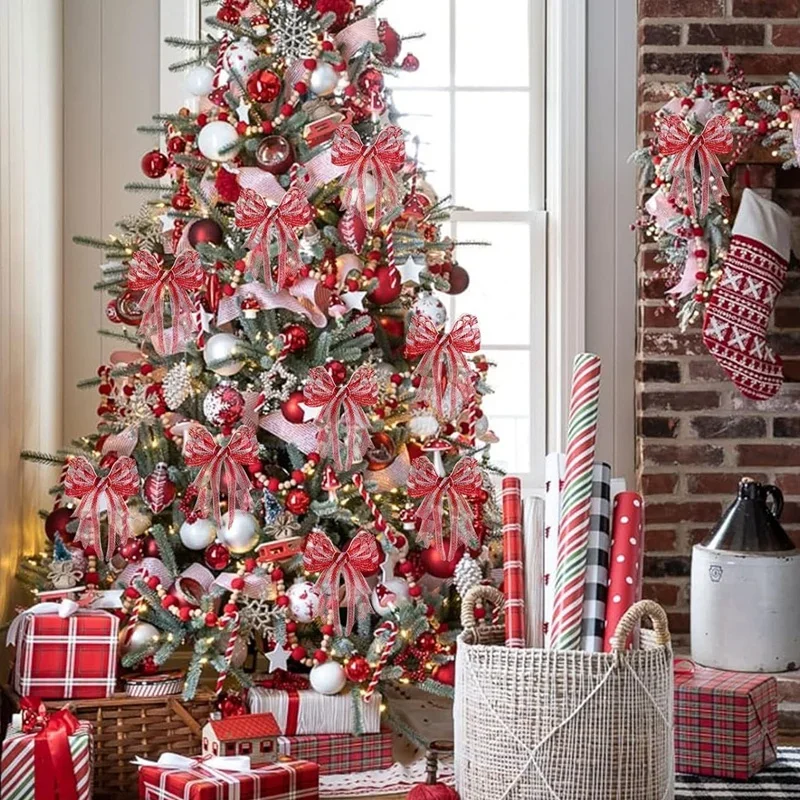 Christmas Tree Decorations Ribbon Mesh Ribbon for Wreath Bow Garland 2025 Christmas Decor Home Decor Gifts Navidad New Year 2026
