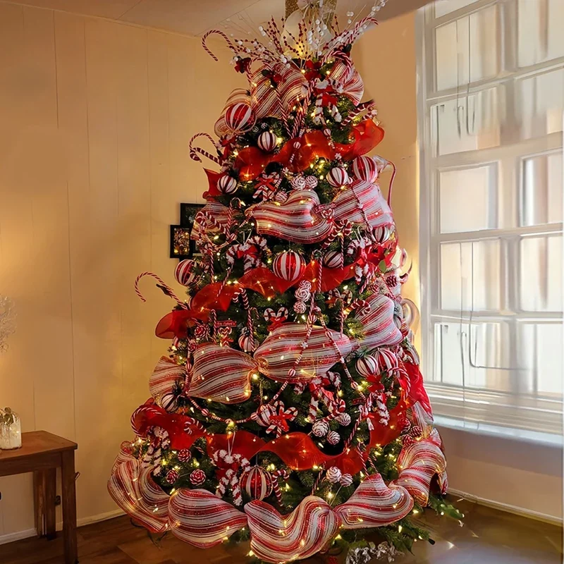 Christmas Tree Decorations Ribbon Mesh Ribbon for Wreath Bow Garland 2025 Christmas Decor Home Decor Gifts Navidad New Year 2026