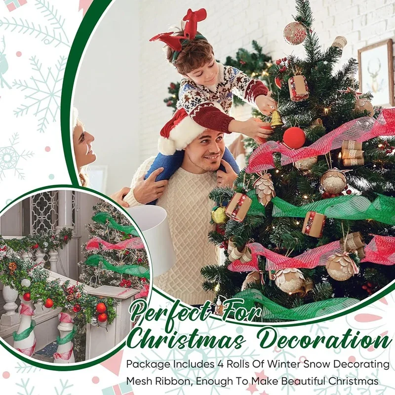 Christmas Tree Decorations Ribbon Mesh Ribbon for Wreath Bow Garland 2025 Christmas Decor Home Decor Gifts Navidad New Year 2026