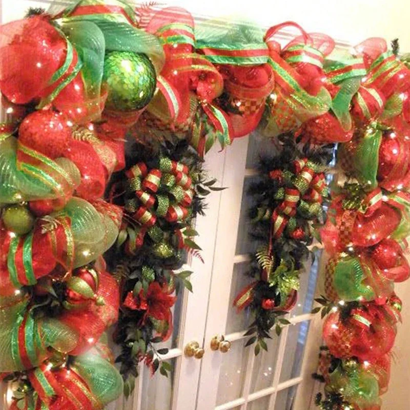 Christmas Tree Decorations Ribbon Mesh Ribbon for Wreath Bow Garland 2025 Christmas Decor Home Decor Gifts Navidad New Year 2026