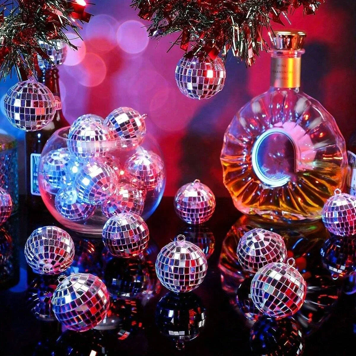 10pc Mini Mirror Disco Ball Stage Light Reflective Rotating Bright Silver Glass Ball Christmas Birthday Wedding Party Cake Decor