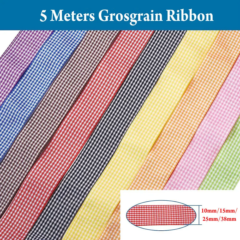 5 Yards Gingham Ribbons for Wedding Christmas Party Decorations Gifts Wrapping DIY Bow Hair Craft Plaid Ribbons Card Buffalo