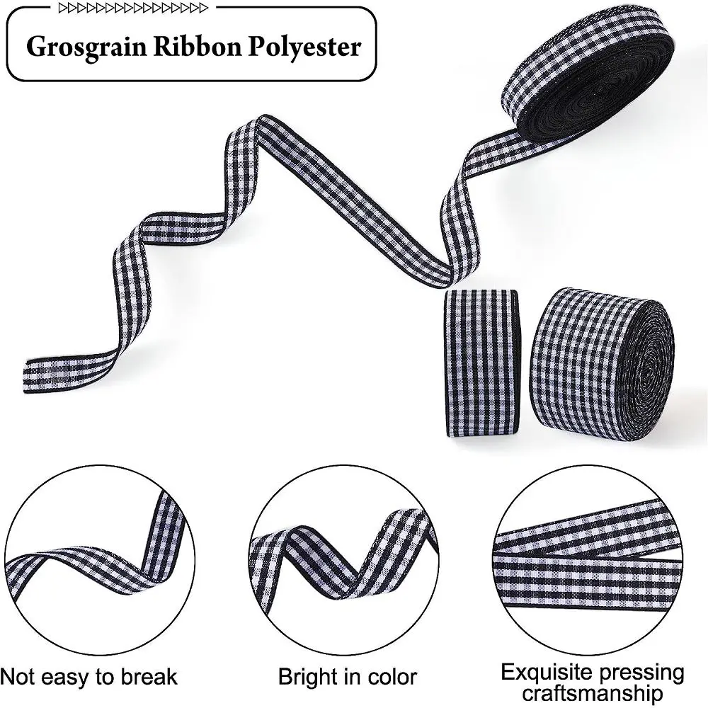 5 Yards Gingham Ribbons for Wedding Christmas Party Decorations Gifts Wrapping DIY Bow Hair Craft Plaid Ribbons Card Buffalo