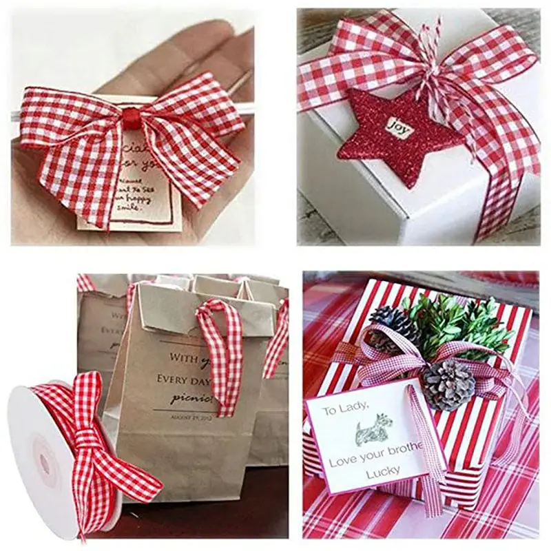 5 Yards Gingham Ribbons for Wedding Christmas Party Decorations Gifts Wrapping DIY Bow Hair Craft Plaid Ribbons Card Buffalo