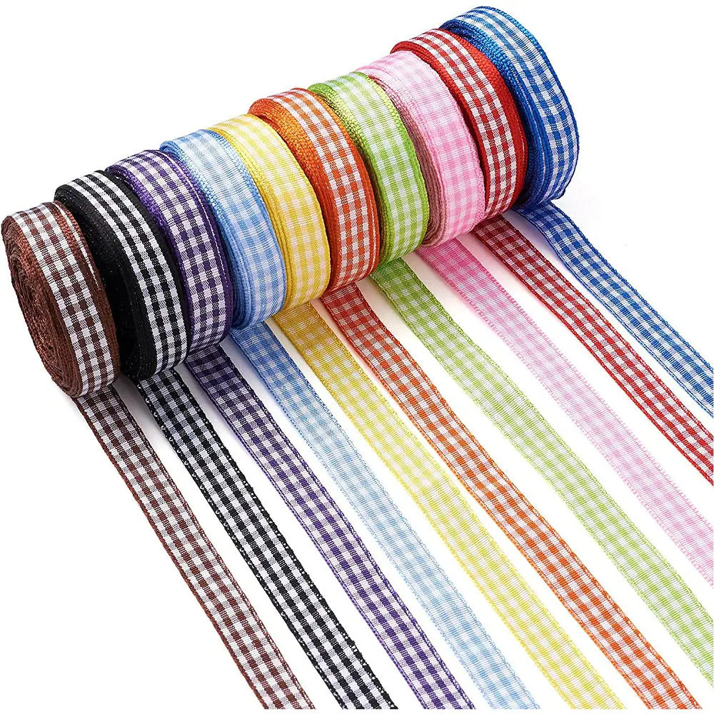 5 Yards Gingham Ribbons for Wedding Christmas Party Decorations Gifts Wrapping DIY Bow Hair Craft Plaid Ribbons Card Buffalo