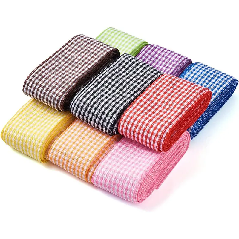 5 Yards Gingham Ribbons for Wedding Christmas Party Decorations Gifts Wrapping DIY Bow Hair Craft Plaid Ribbons Card Buffalo