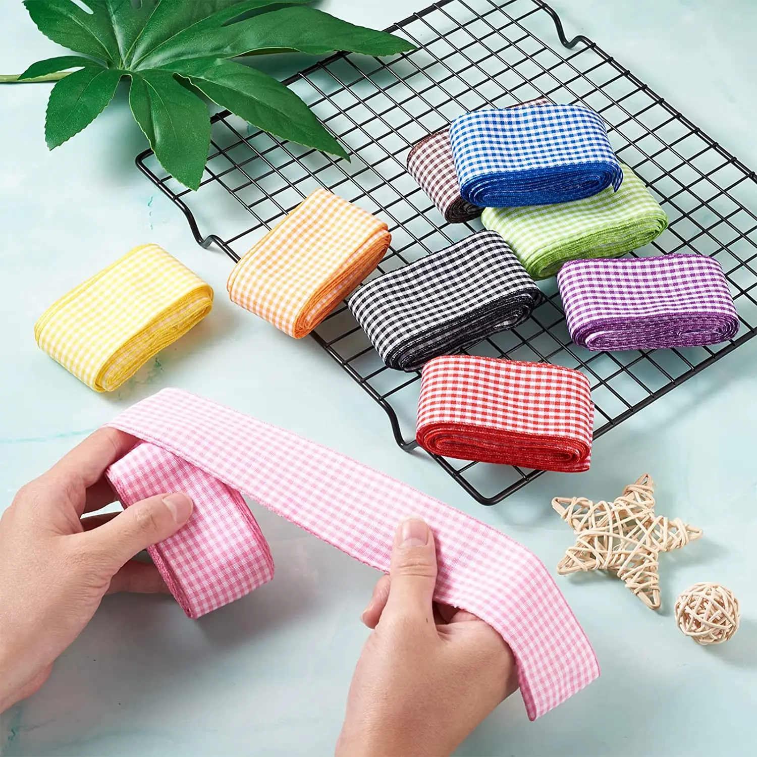 5 Yards Gingham Ribbons for Wedding Christmas Party Decorations Gifts Wrapping DIY Bow Hair Craft Plaid Ribbons Card Buffalo