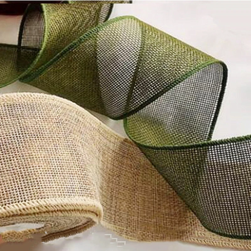 3M/Roll Burlap Ribbon 6cm Colorful Natural Jute Ribbon Jute Fabric Trims Ribbon for DIY Christmas Wrapping Crafts Wedding Decor