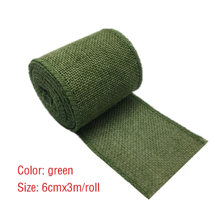 3M/Roll Burlap Ribbon 6cm Colorful Natural Jute Ribbon Jute Fabric Trims Ribbon for DIY Christmas Wrapping Crafts Wedding Decor