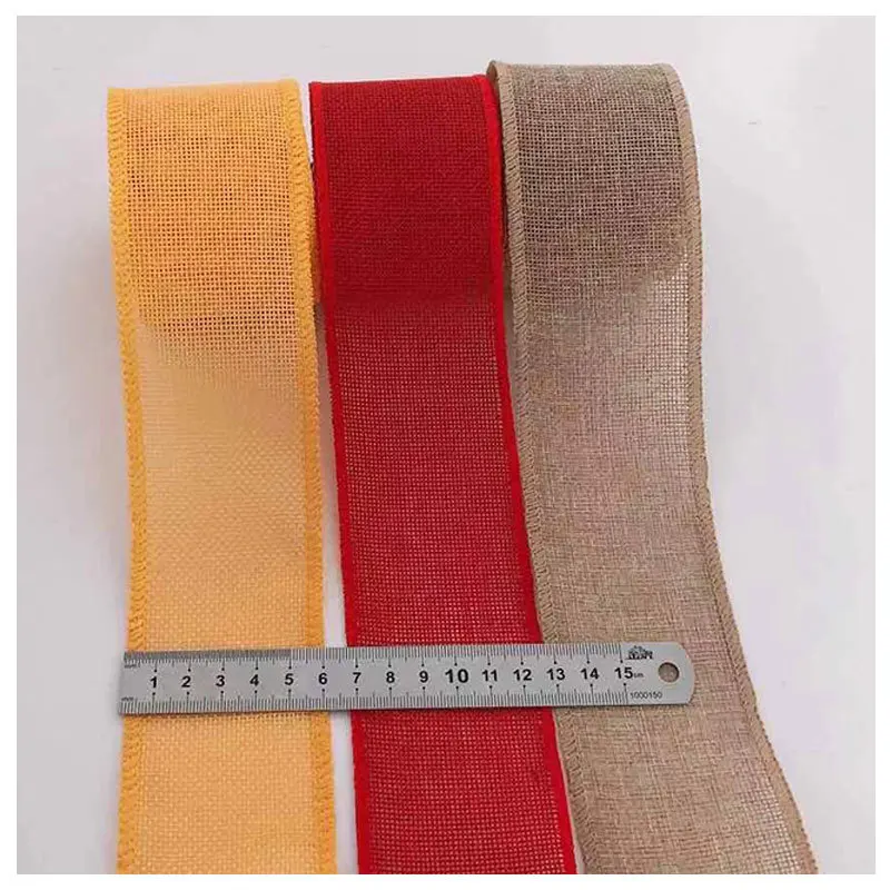 3M/Roll Burlap Ribbon 6cm Colorful Natural Jute Ribbon Jute Fabric Trims Ribbon for DIY Christmas Wrapping Crafts Wedding Decor