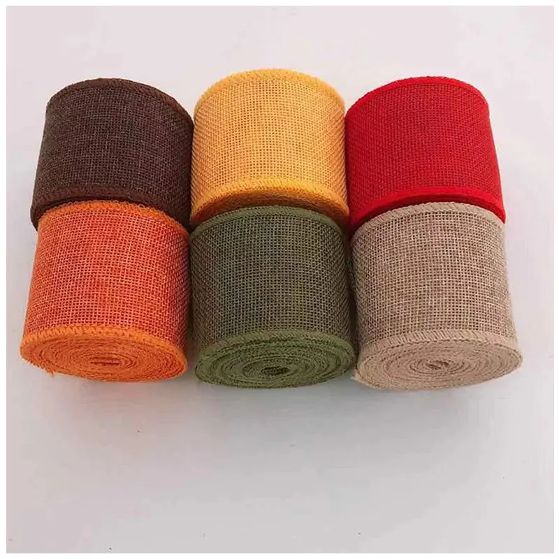 3M/Roll Burlap Ribbon 6cm Colorful Natural Jute Ribbon Jute Fabric Trims Ribbon for DIY Christmas Wrapping Crafts Wedding Decor