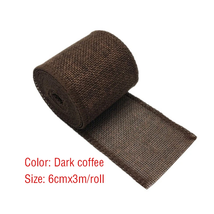 3M/Roll Burlap Ribbon 6cm Colorful Natural Jute Ribbon Jute Fabric Trims Ribbon for DIY Christmas Wrapping Crafts Wedding Decor