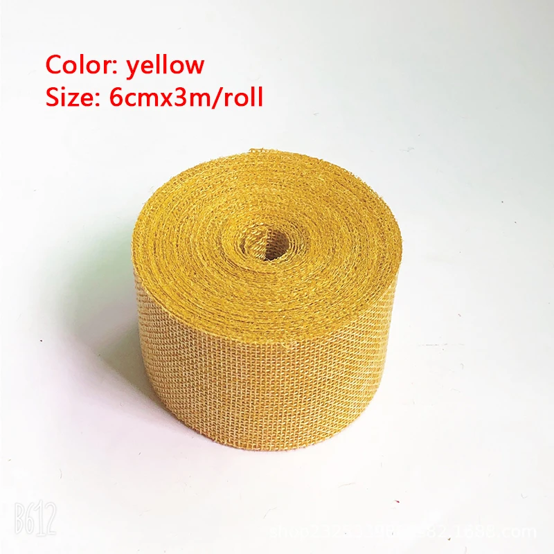 3M/Roll Burlap Ribbon 6cm Colorful Natural Jute Ribbon Jute Fabric Trims Ribbon for DIY Christmas Wrapping Crafts Wedding Decor