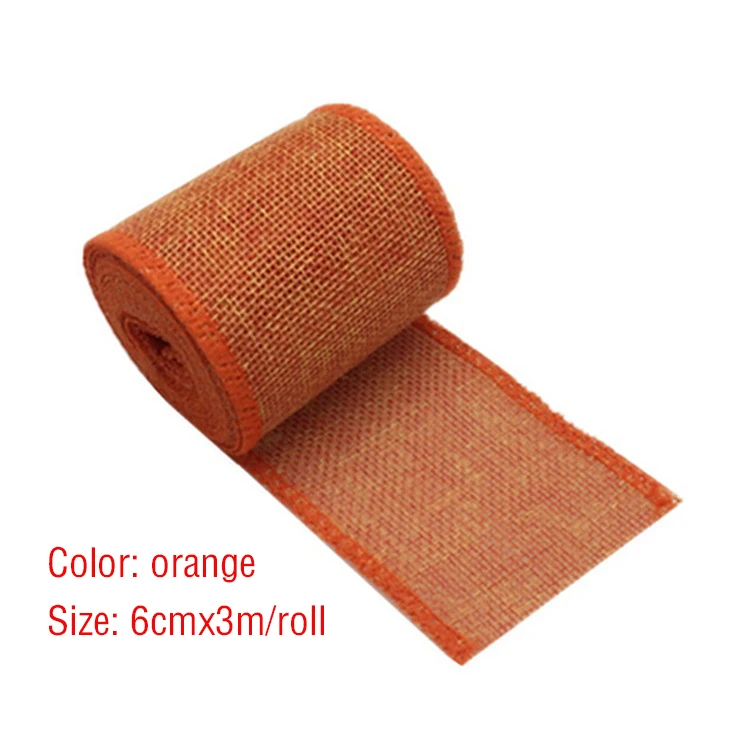 3M/Roll Burlap Ribbon 6cm Colorful Natural Jute Ribbon Jute Fabric Trims Ribbon for DIY Christmas Wrapping Crafts Wedding Decor
