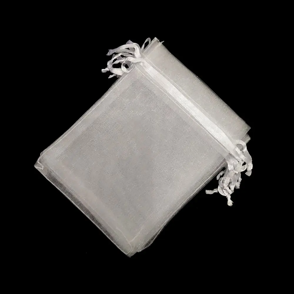 25PCS Drawable Party Supply Christmas Favor Jewelry Packing White Pouches Drawstring Pocket Organza Gauze Sachet Gift Bags