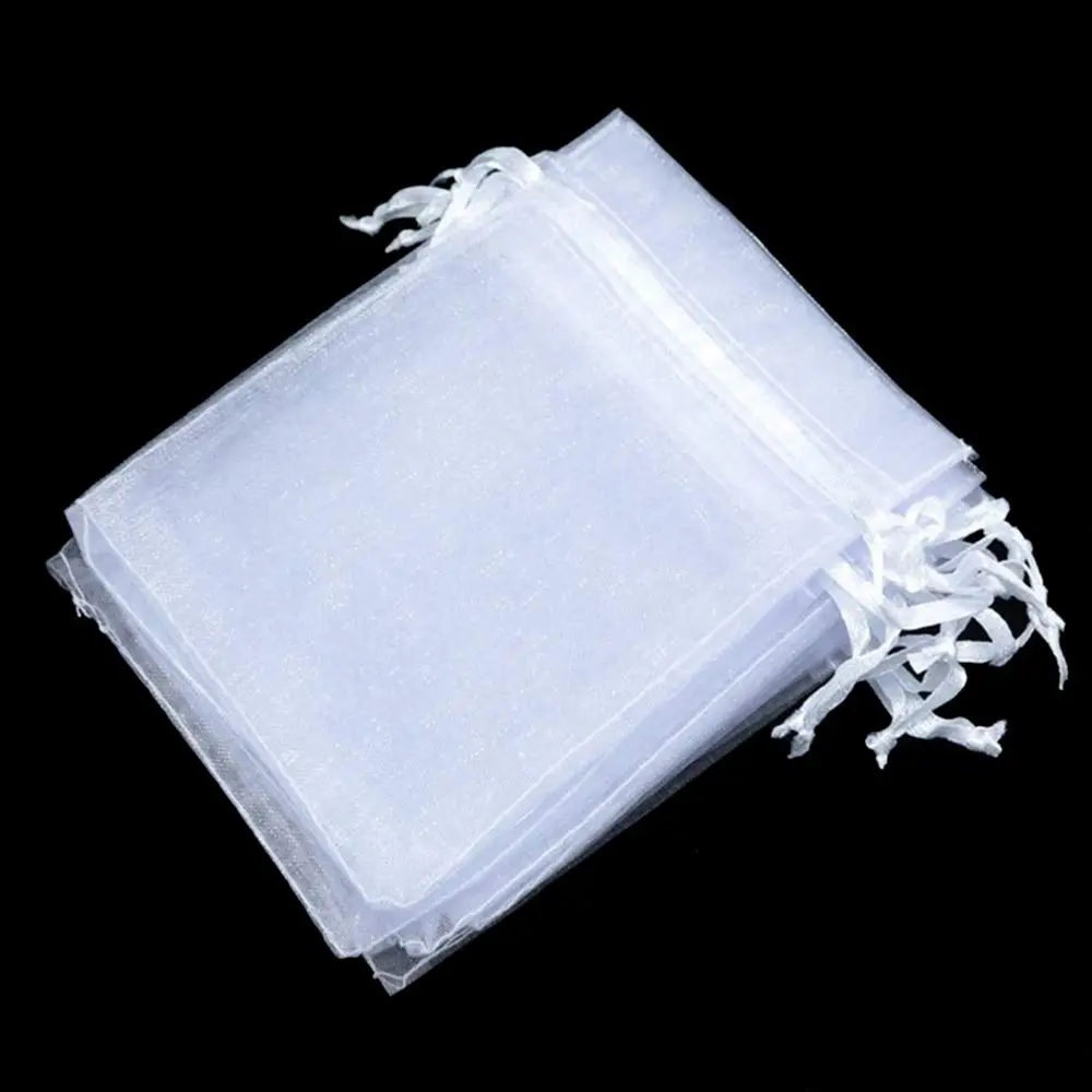 25PCS Drawable Party Supply Christmas Favor Jewelry Packing White Pouches Drawstring Pocket Organza Gauze Sachet Gift Bags