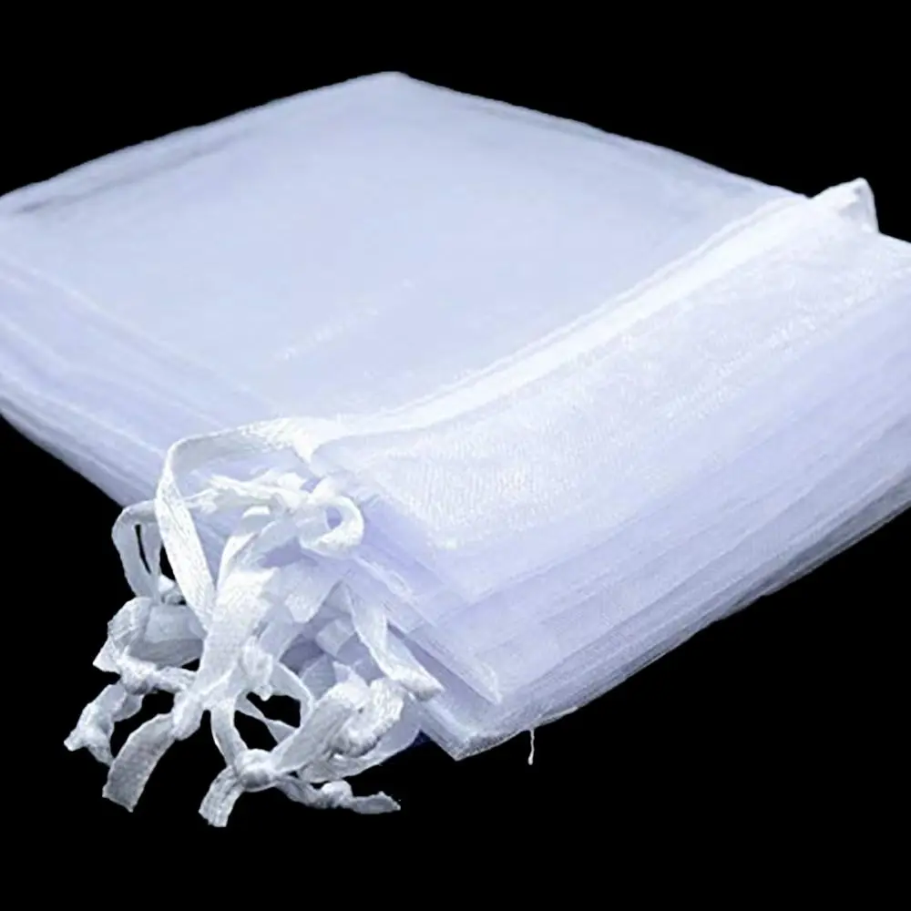 25PCS Drawable Party Supply Christmas Favor Jewelry Packing White Pouches Drawstring Pocket Organza Gauze Sachet Gift Bags