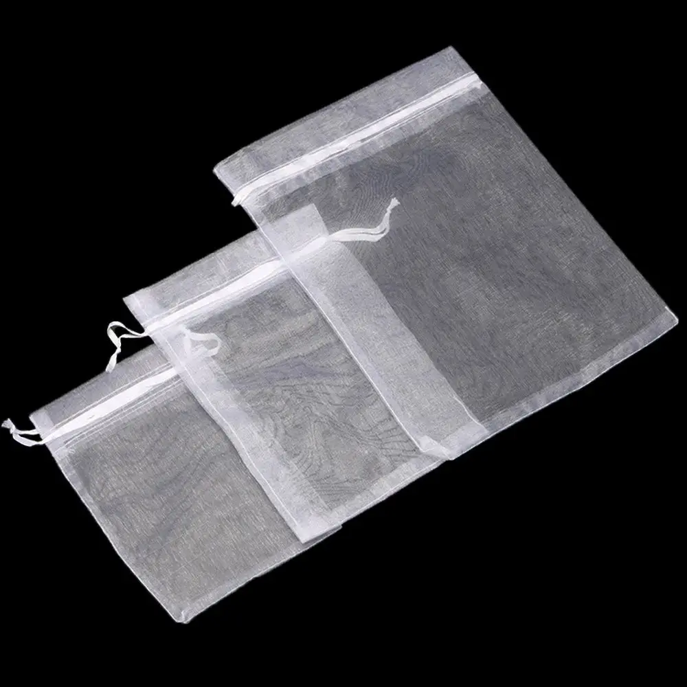 25PCS Drawable Party Supply Christmas Favor Jewelry Packing White Pouches Drawstring Pocket Organza Gauze Sachet Gift Bags