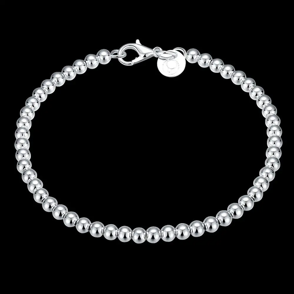 Christmas gifts charm 925 Sterling Bracelet 4MM beads chain for woman Popular brands jewelry fashion Wedding party