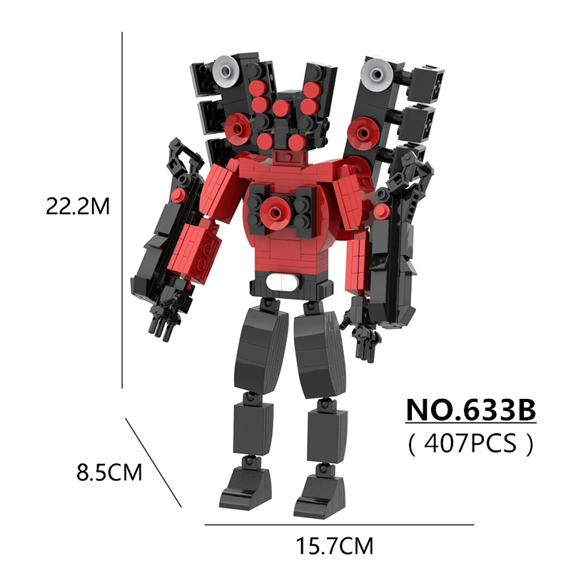 407pcs/set New Skibidi Toilet Updated Speaker Man Building Blocks DIY Titan Mecha MOC Bricks Model Toys For Kids Christmas Gifts