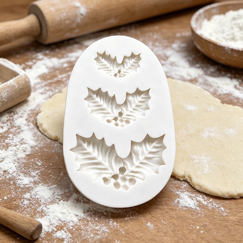 Holly Berry Christmas Silicone Cake Baking Mold Sugarcraft Chocolate Cupcake Mould Fondant Decorating Tools