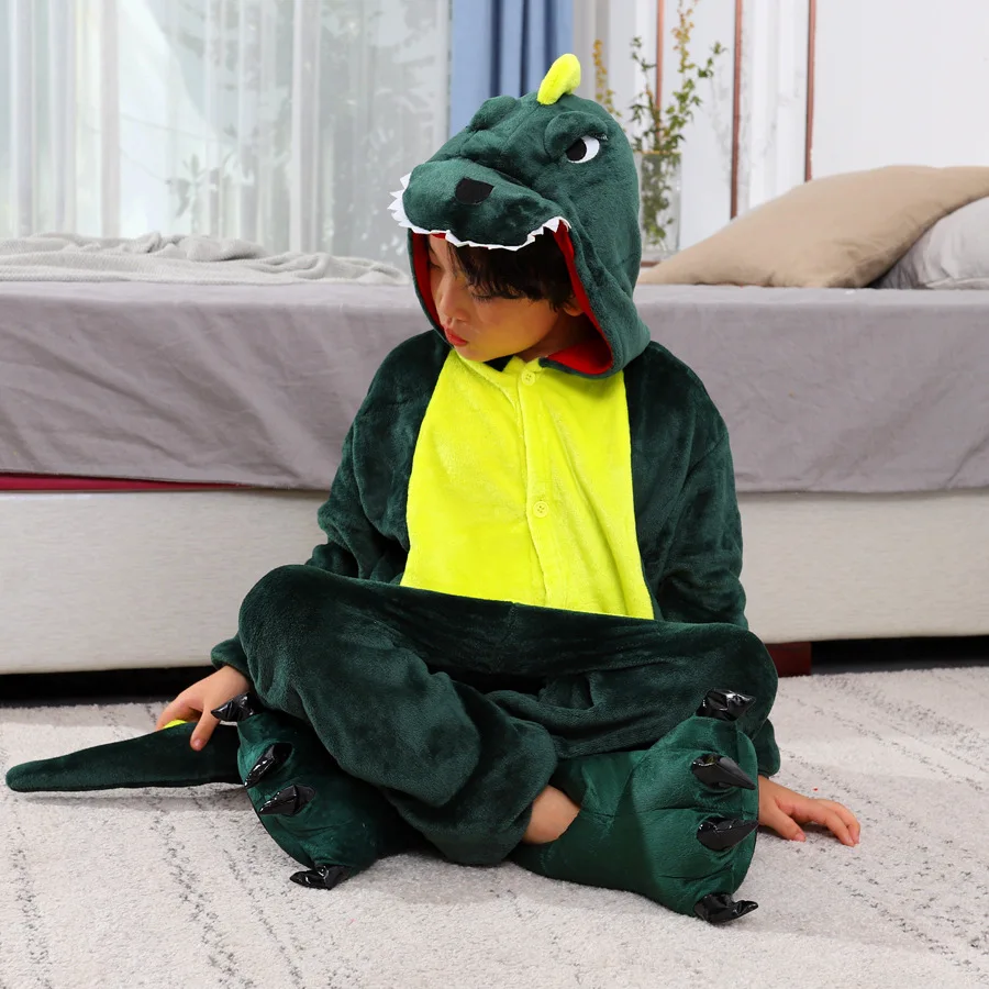 Kigurumi Green Dinosaur Cartoon Pajamas Onesies Women Men Animal Pyjamas Jumpsuits Christmas Halloween Cosplay Party Costumes
