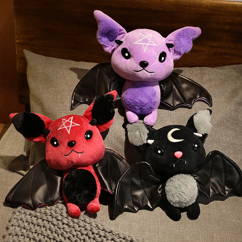 30cm Demon Bat Halloween Plushy Four-color Demon Bat Cartoon Soft Model For Boys and Girls Christmas Halloween Holiday Gifts