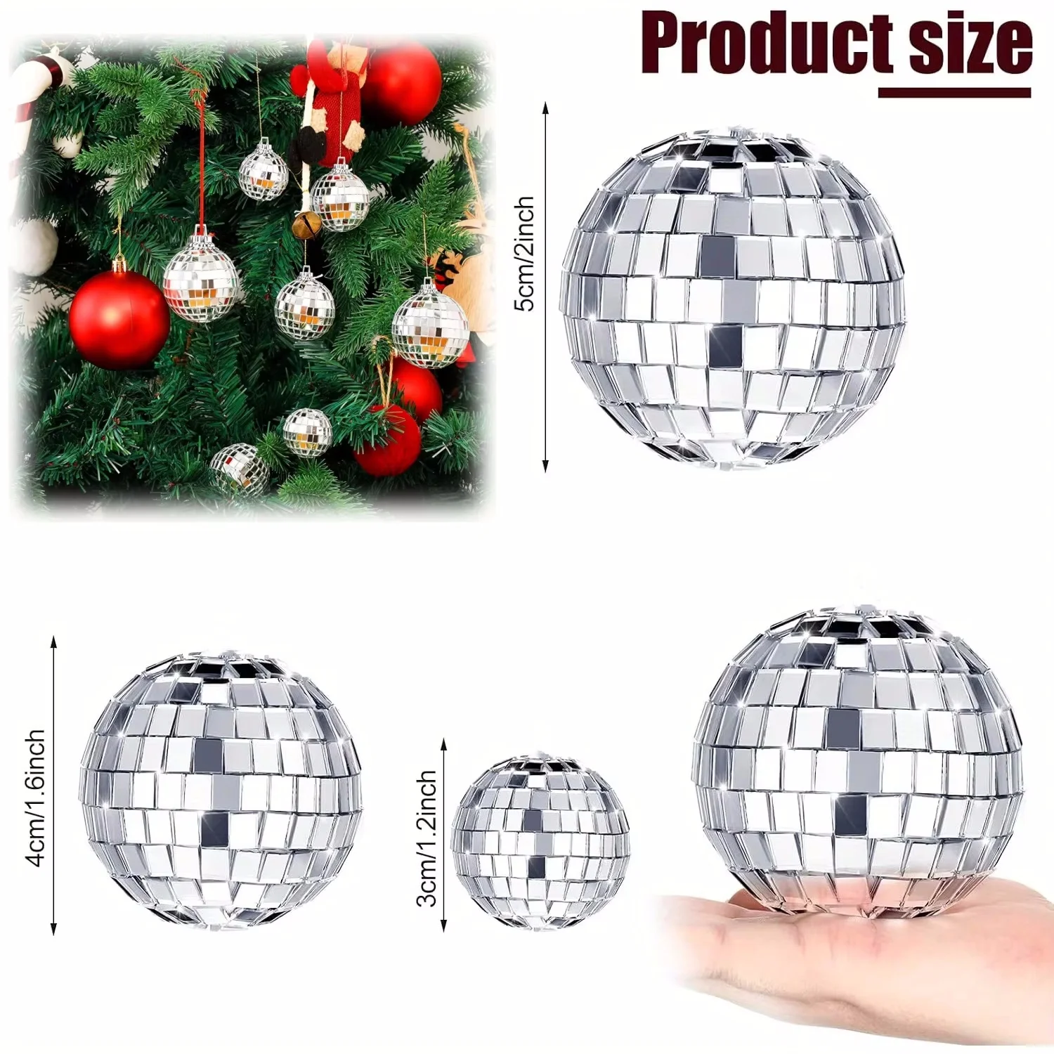 10-30pcs Mini Disco Ball Ornaments Reflective Glass Silver Baubles for Mardi Gras Disco Party Decor Sparkling Christmas DIY Gift
