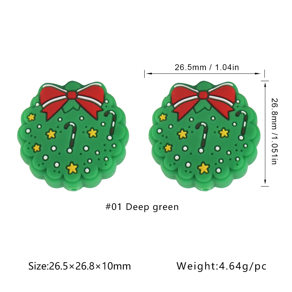10Pcs/Lot New Christmas Tree Silicone Focal Beads For Jewelry Making DIY Beaded Pens Keychains Gifts Handmade Accessories