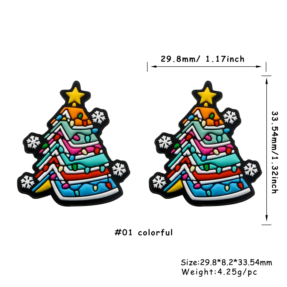 10Pcs/Lot New Christmas Tree Silicone Focal Beads For Jewelry Making DIY Beaded Pens Keychains Gifts Handmade Accessories