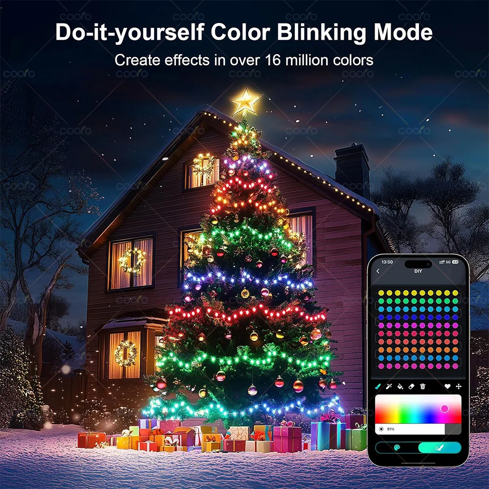WS2812B RGB LED String Garland Light 10m 5m Smart IC APP Bluetooth Remote Fairy Lights Dreamcolor Garden Party Christmas Decor