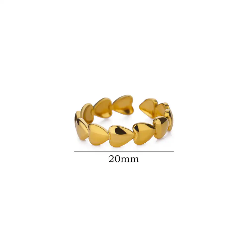 Stainless Steel Heart Rings For Women Opening Adjustable Gold Color Heart Ring Wedding Couple Christmas Jewelry Party Gifts
