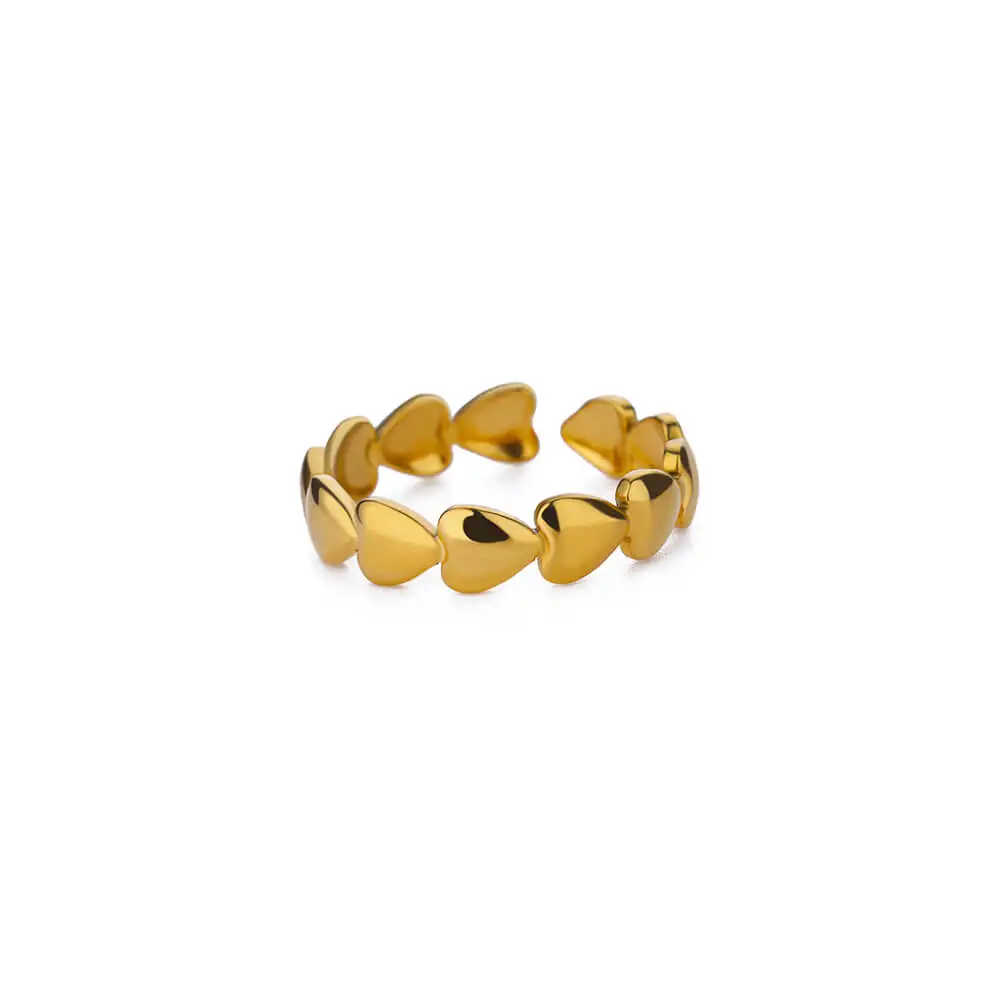 Stainless Steel Heart Rings For Women Opening Adjustable Gold Color Heart Ring Wedding Couple Christmas Jewelry Party Gifts